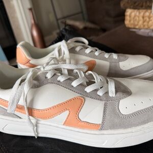 Women’s White and Gray Sneakers with Peach Accents